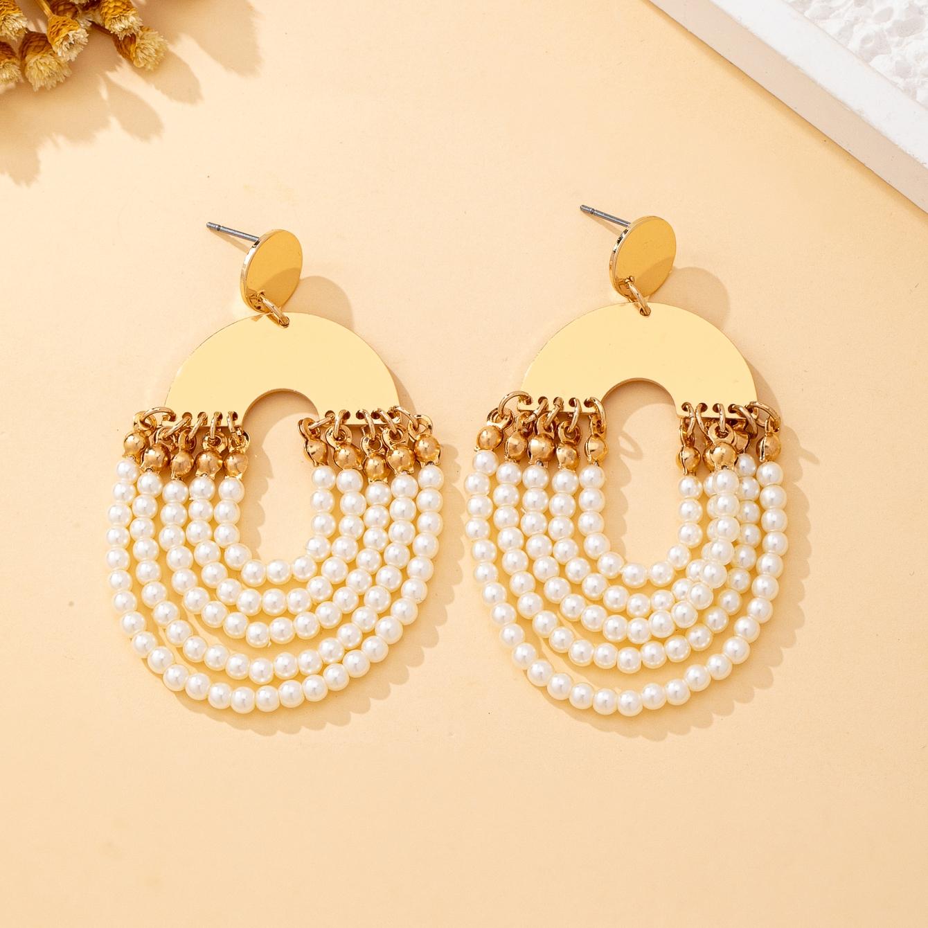 

Women s Earrings Bohemian Imitation Pearl Vintage Court-Style European-Style Earrings Suitable for Daily Wear and Parties