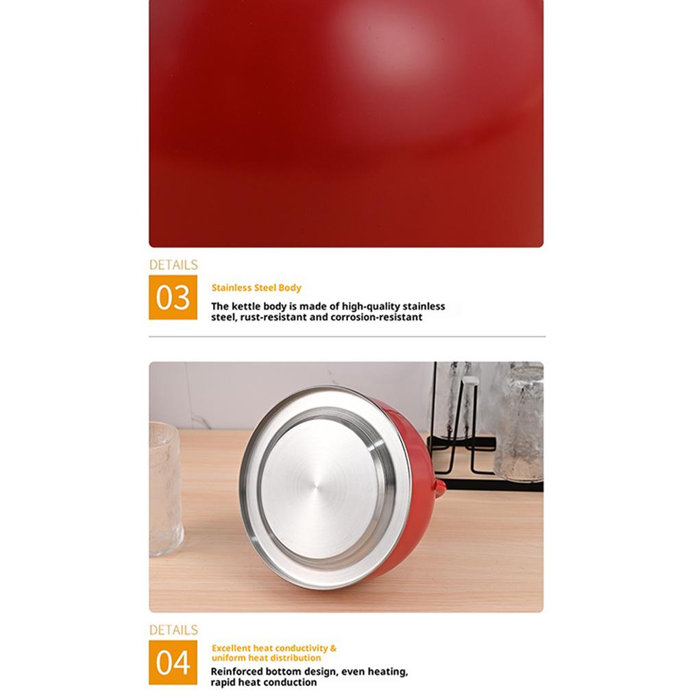 2.5L Red Tea Kettle Whistling Bottom Stove Teapot Featuring Insulated Handle Durable Steel for Heating - for Stoves