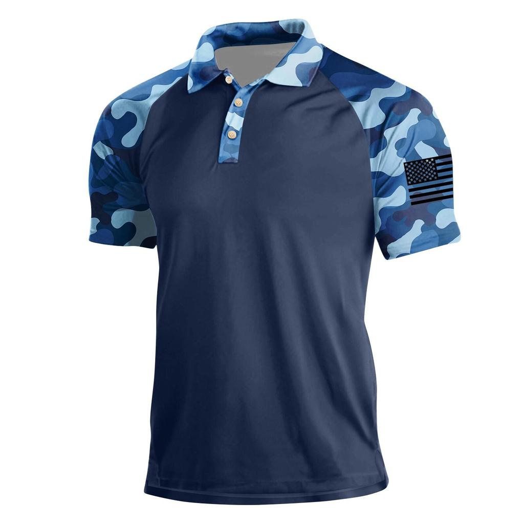 Camicia da Uomo Estiva Stampata a Maniche Corte con Collo a Revers Moda Casual da Uomo