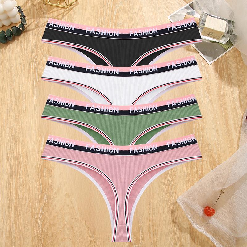 FINETOO 4 Stück/Set Damen Nahtlose Baumwollslips Intimates Sexy Slips Atmungsaktive Unterwäsche Weiblich Niedrige Taille Weiche Dessous S-XL