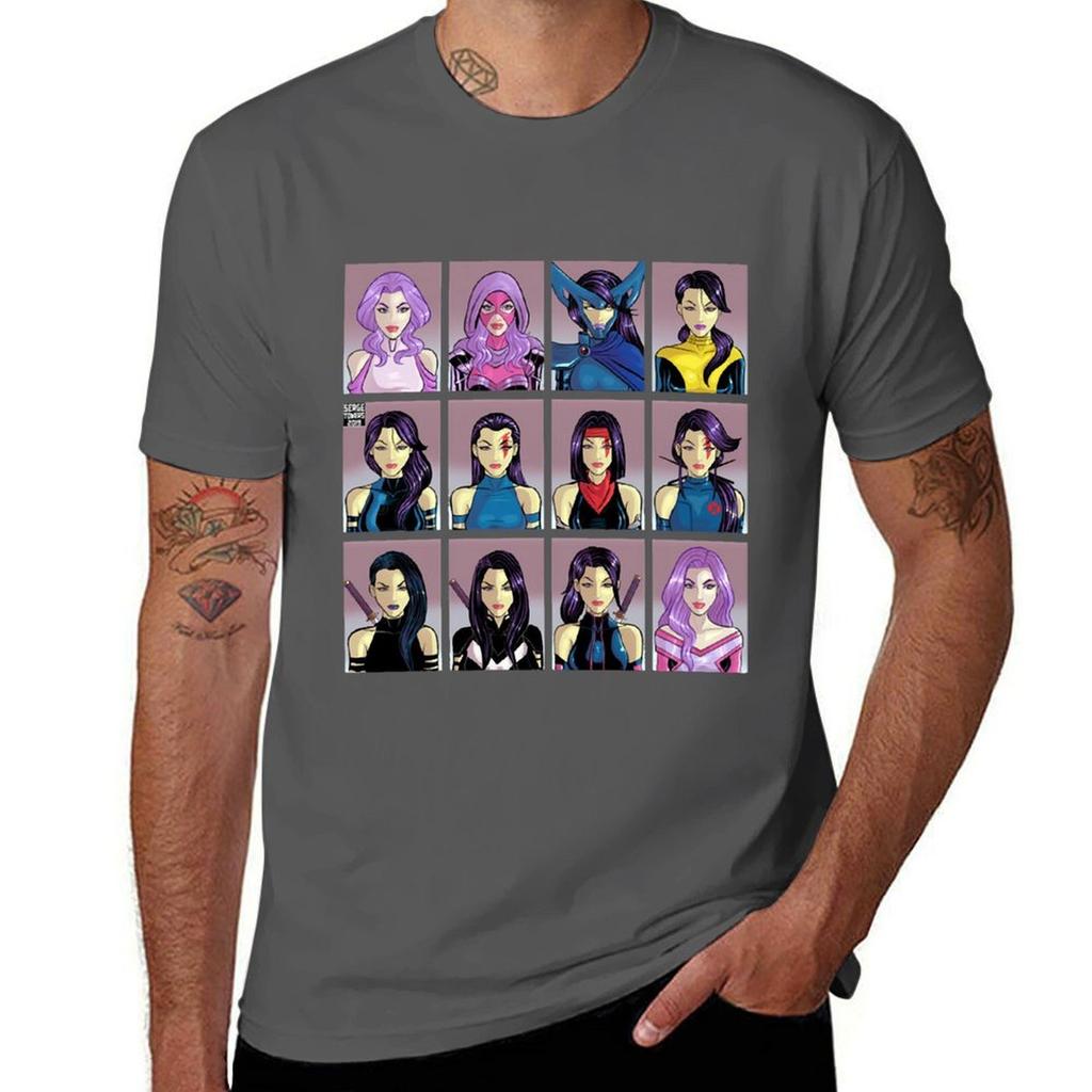 Psylocke Through The Ages Tshirt Basic Casual Short Sleeve Cotton Shirt