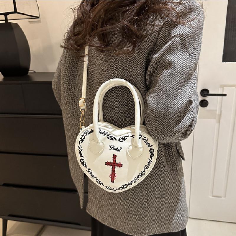 Trendy Heart-shaped Handbag For Women Street Style Versatile Fashion Pu Bag