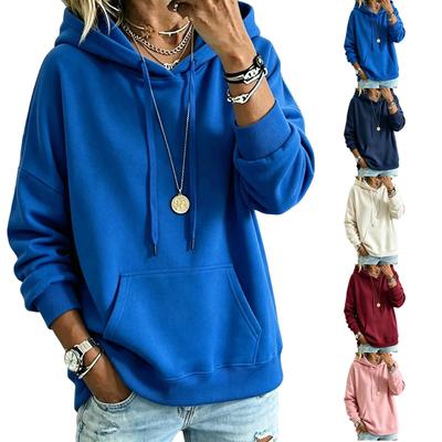 Women's Casual Color Loose Fit Long Sleeve Hoodie Pullover Top