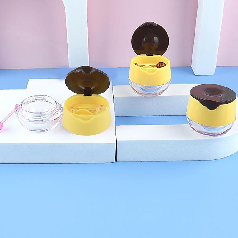 1 Stück gelbe Lippenfilmflasche, Lippenfilmbox mit Silikonlöffel, Lippenbalsam, leere Flasche, Körperpflegecreme, Maske, Verpackungsbehälter