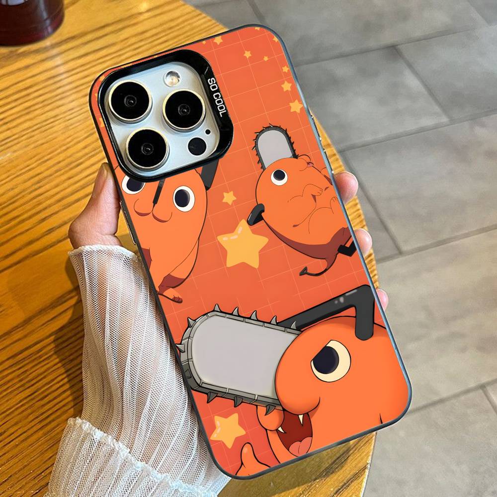 

Anime Cute P-Pochita Phone Case For iPhone 16 17 15 14 12 13 Pro Max Black Candy Matte Shockproof Cover iPhone12PROMAX