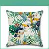 Stylish 18'' Green Tropical Plant Cotton Linen Cushion Cover Perfect For All Seasons