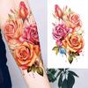 1 Sheet 3D Flower Temporary Tattoos Sleeve For Women Girls Watercolor Peony Rose Sexy Tattoo Sticker Water Transfer Transferable