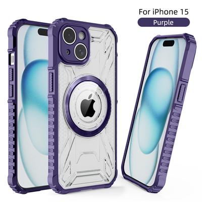 Shockproof Armor Anti Slip Frame For Magsafe Wireless Charge Phone Case For iPhone 16 15 14 Pro Max 11 12 13 Transparent Cover