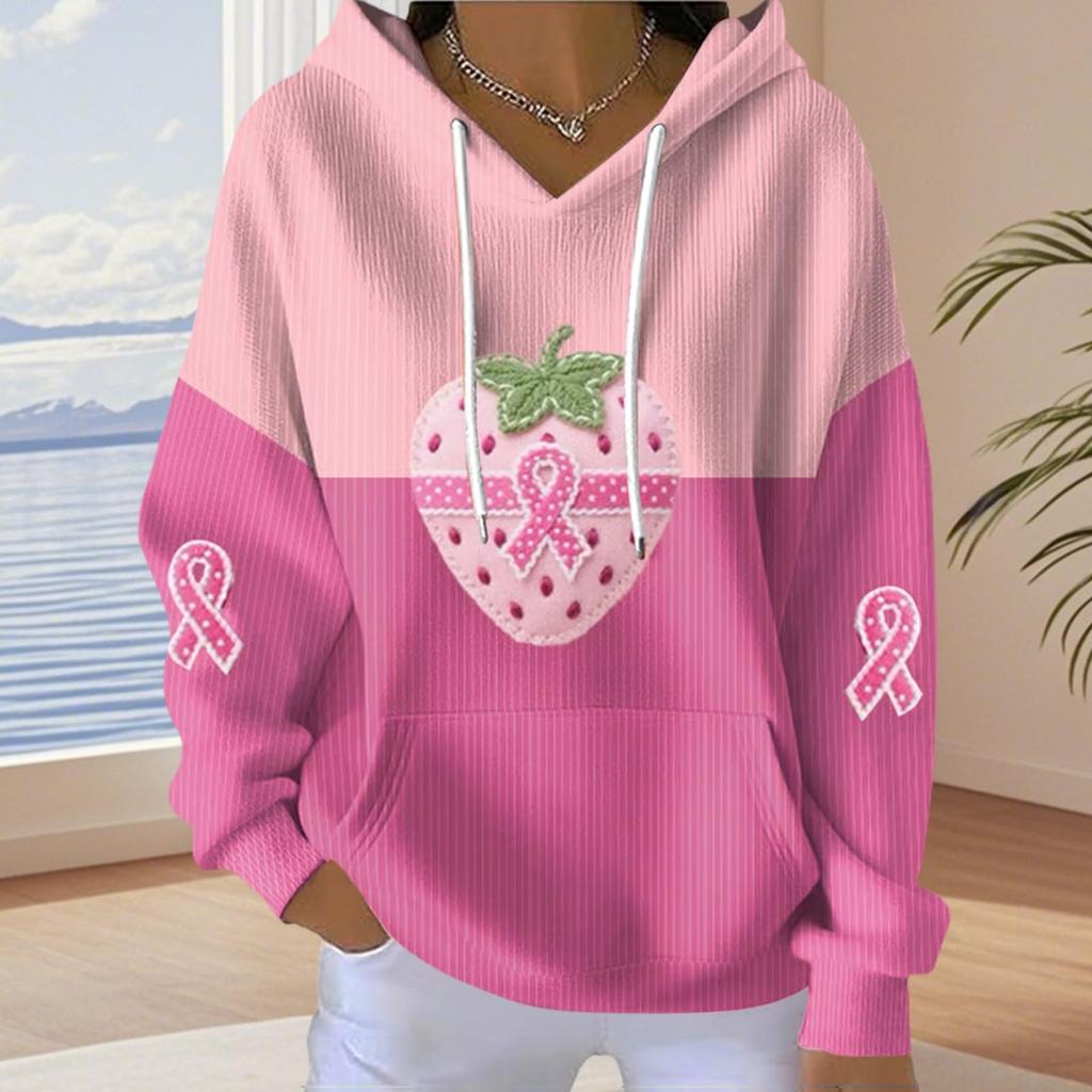 Women's Loose And Comfortable Drawstring V-neck Long Sleeved Floral Print Hoodie