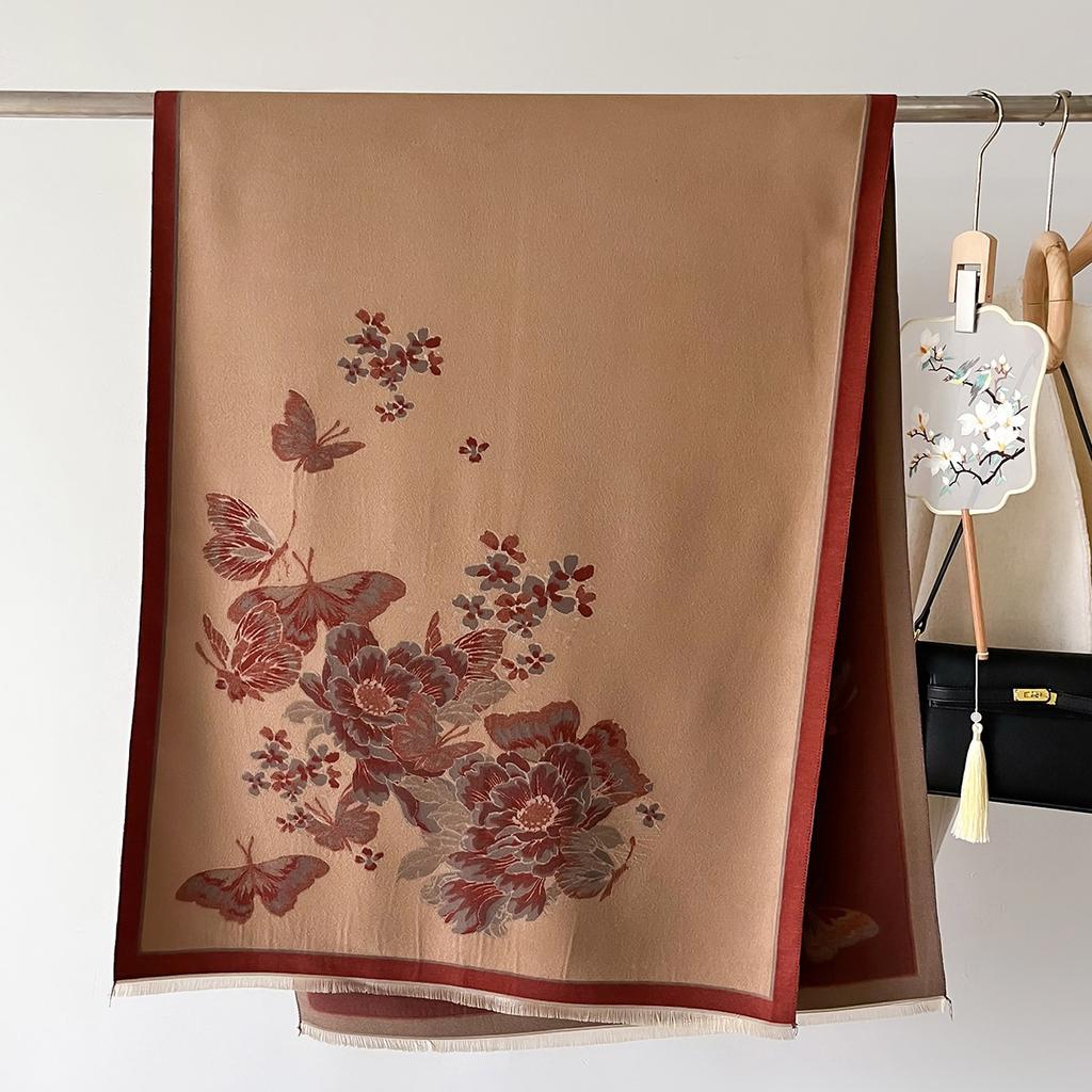 Shawl Butterfly Scarf Women's Winter Warm Cape Long Thickened Scarf