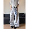 Men's Mid Rise Washed Cat Whisker Barrel Jeans Loose Wide Leg Denim Pants American Vintage High Street Y2K Casual Four Seasons Long Trousers