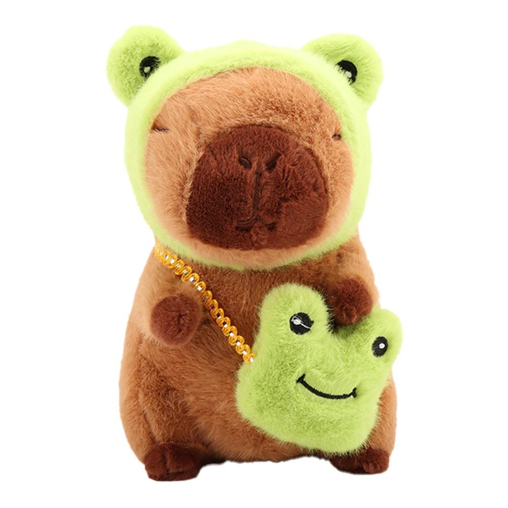 22cm Cute Frog style Capybara Plush Toy Movie Stuffed Animals Adorable Stuffed Capibara Dolls Birthday or Holiday Gifts for Kids