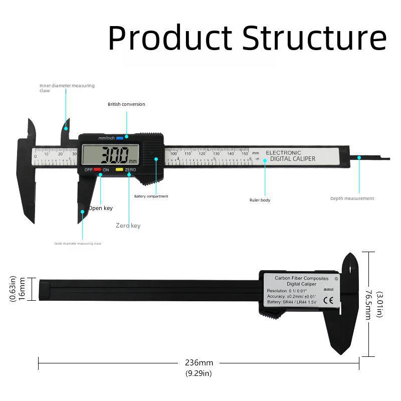 Plastic Digital Display Vernier Caliper 0-150mm for Measuring Inner and Outer Diameters In Jewelry and Accessories