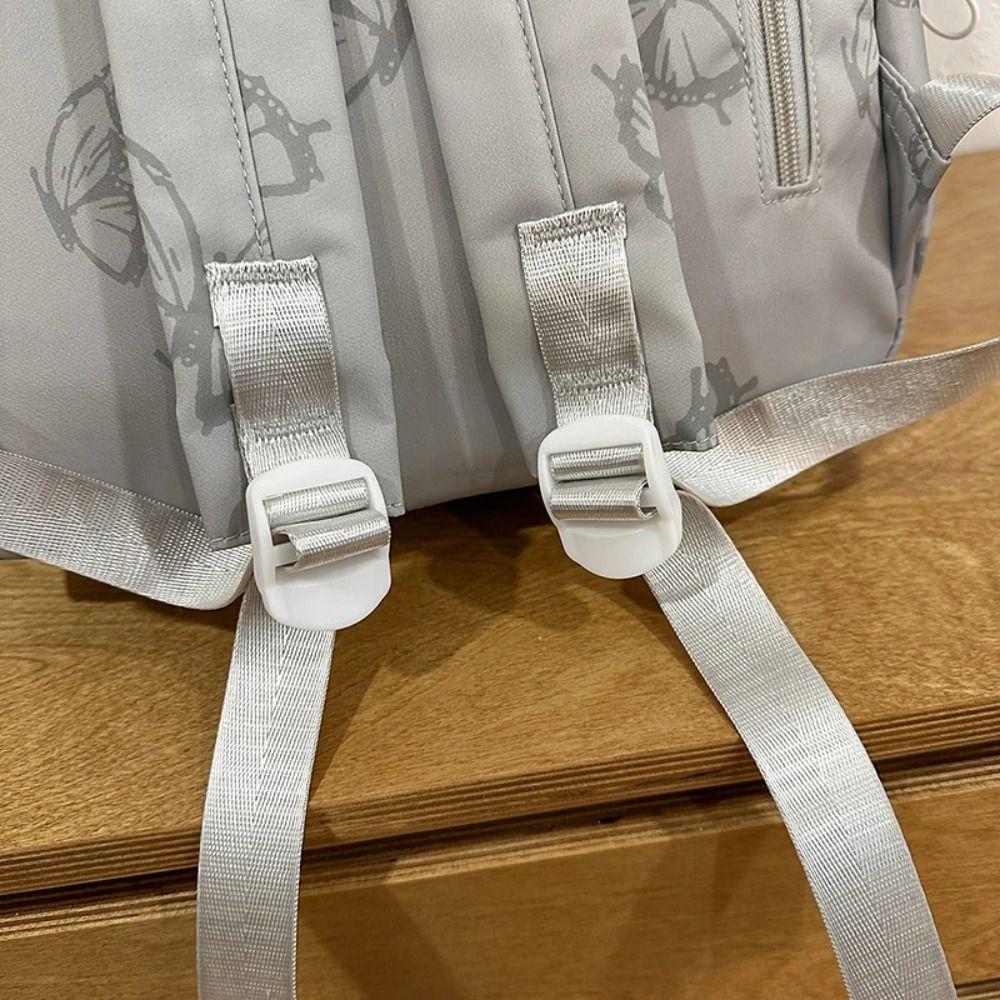 Small Pack Zipper Shoulder Bag Solid Color Casual Backpack Waterproof Butterfly Backpack Women