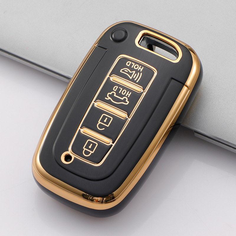 Kia & Beijing Hyundai Sonata 8 Gold-Edge 4-Button Key Case Cover