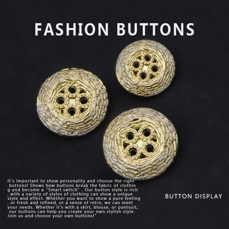Metal Round Coat Buttons High-End Small Fragrant Women'S Sweater Cardigan Exquisite Clothes Gold Buttons Daquan