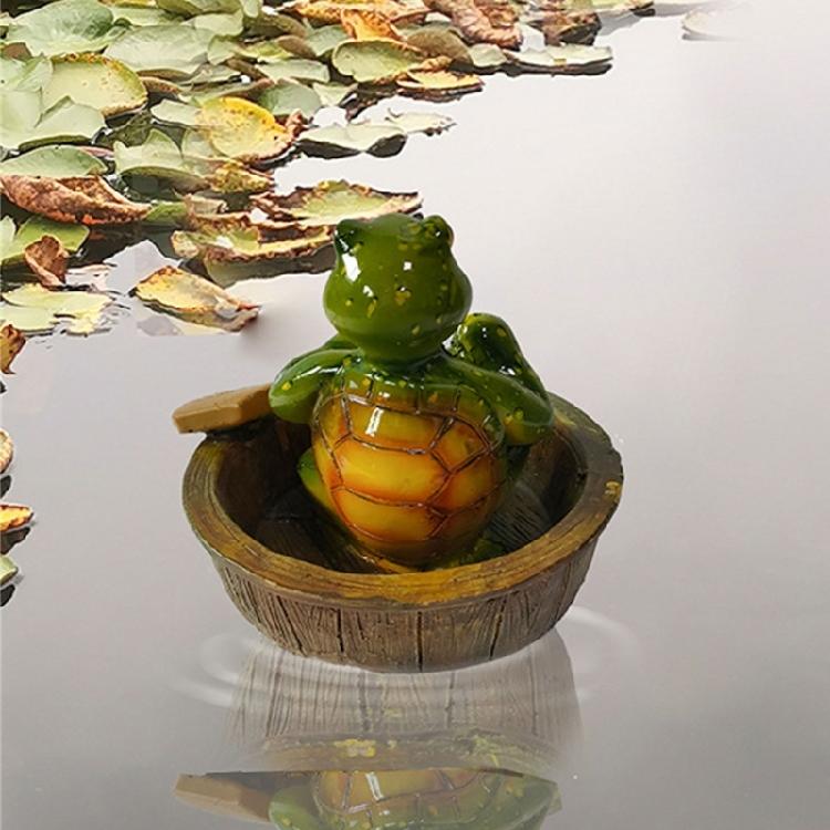 Unique Floating Turtles Frogs Sculpture With Rowing Theme Decorative Ornament For Outdoor Fountains Or Indoor Vignettes