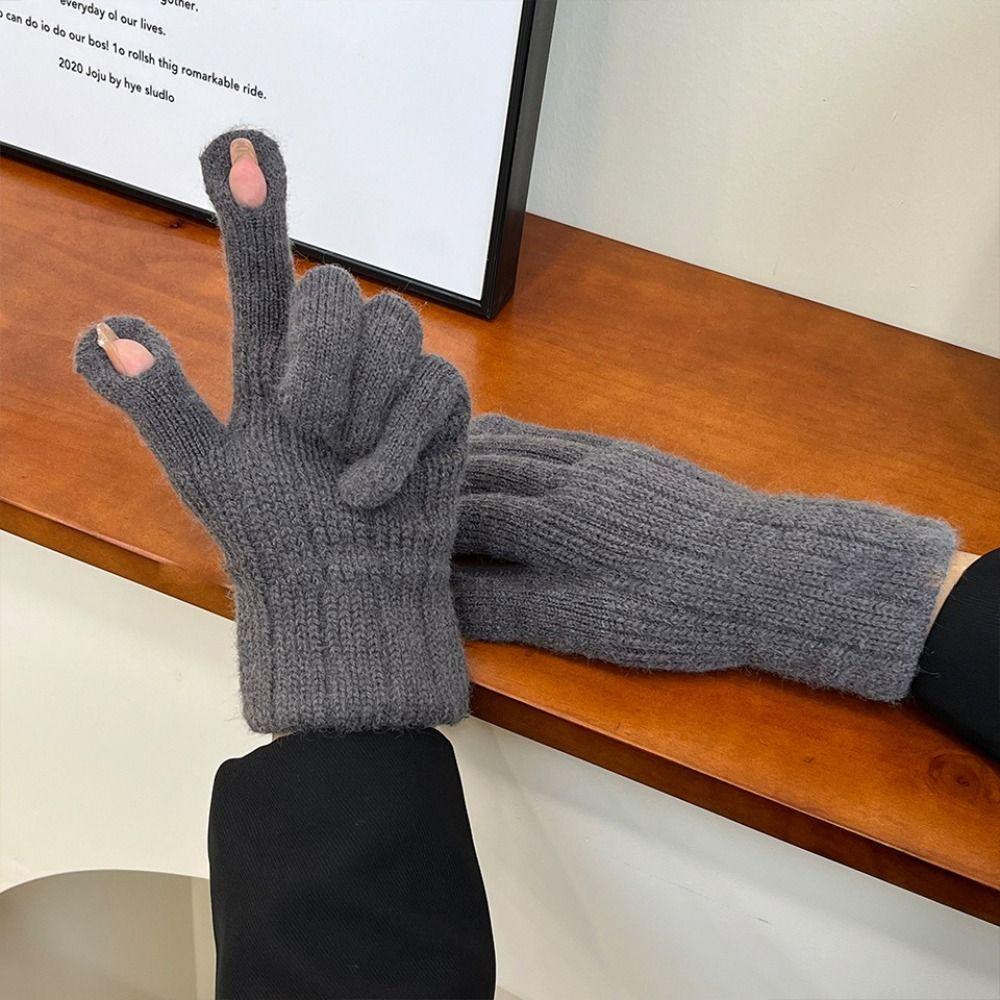 Thicken Knitted Gloves Windproof Touch Screen Gloves Casual Women Men Gloves