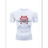 Men'S Demon Print Compression T-Shirt, Quick Dry Short Sleeve Gym Workout Tee, Gothic Tribal Pattern Athletic Fitness Training Top