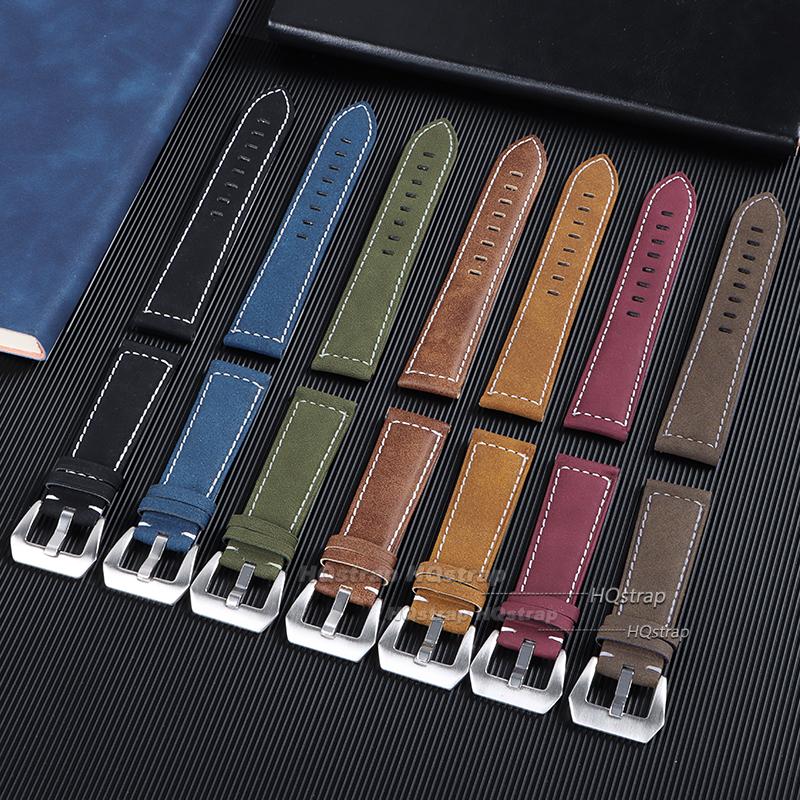 Leather Watchband Bracelet Black Blue Brown Vintage Matte Watch Strap for Women Men 18mm 20mm 22mm 24mm Universal Wrist Band