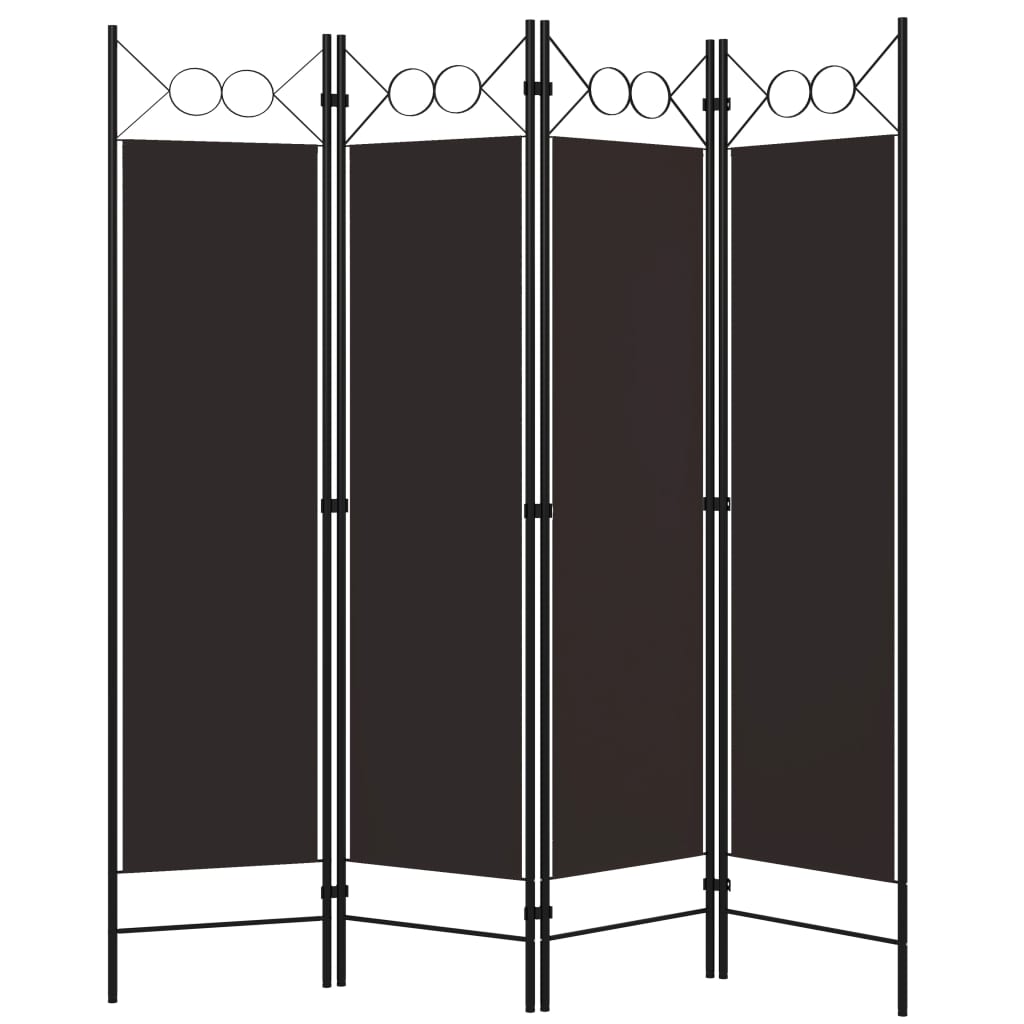 4 Piece Room Divider Brown 160 X 180 Cm