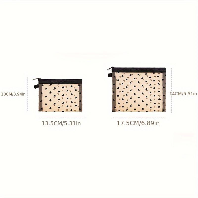 Trendy Mesh Heart Cosmetic Bag, Portable Zipper Toiletry Organizer, Perfect Lipstick Bag Coin Bag Carry-on Storage Bag