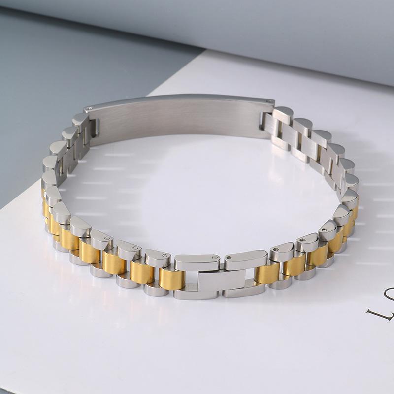 Kalen 9/10/15mm Golden Watch Strap Stainless Steel Bracelet For Men Women High Polished Bangle Party Holiday Jewelry Gifts