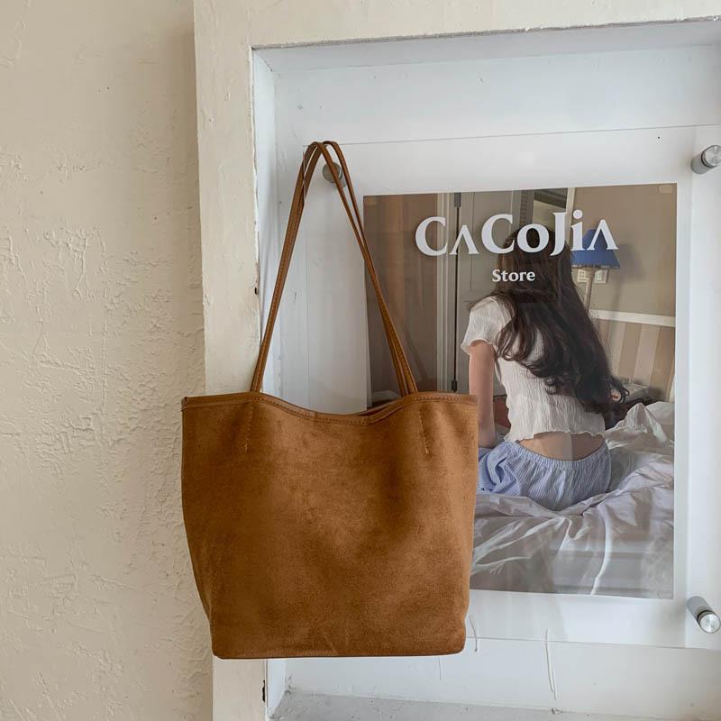 Suede Bag Women's Large Capacity 2025 New Autumn and Winter Versatile Casual Shoulder Bag Matte Retro Commuter Tote Bag