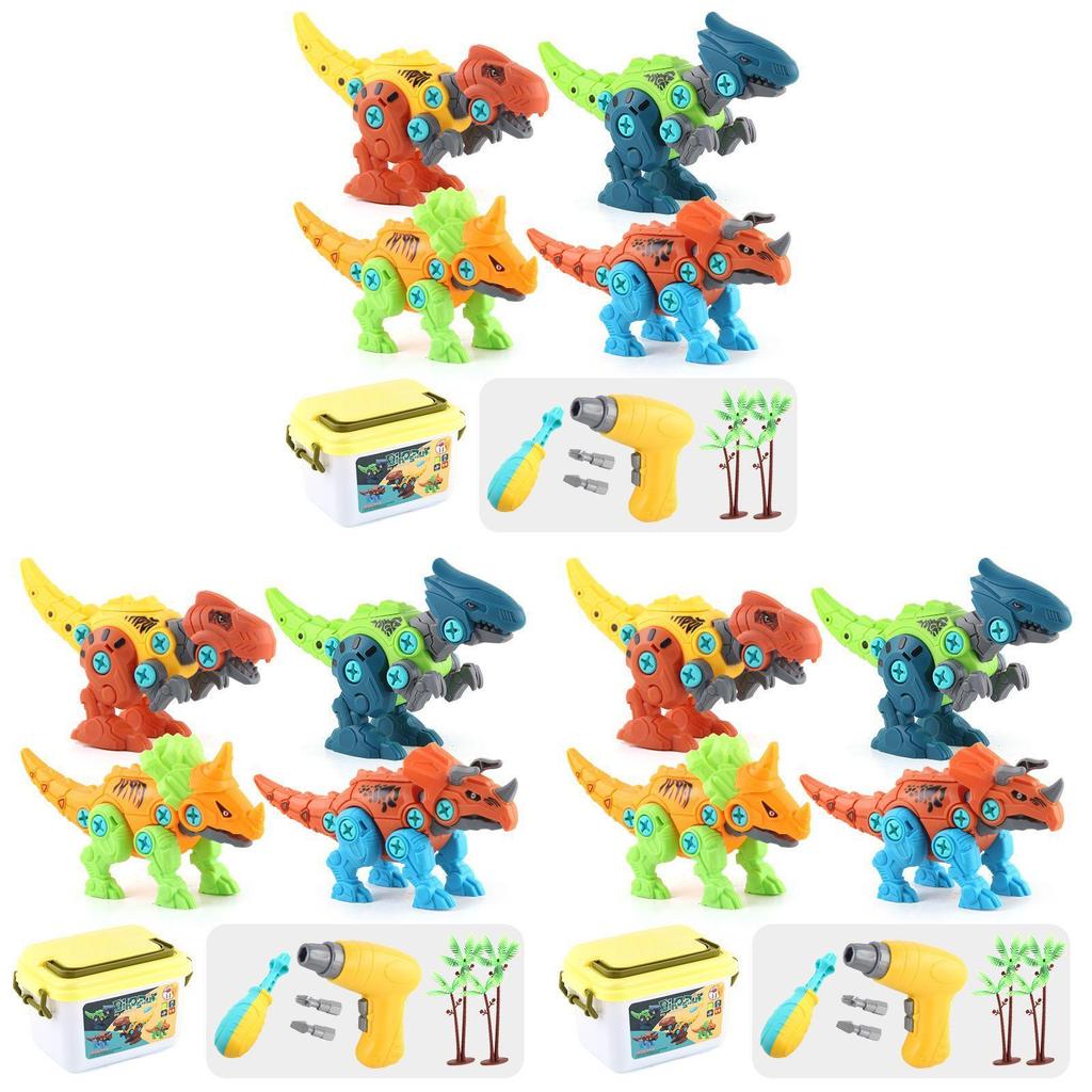Brinquedos de Dinossauro Para Crianças Conjunto de Montar Desmontável Com Furadeira Elétrica e Caixa de Armazenamento