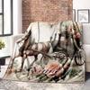 Flower Carriage Customize Your Name Blanket Used For Chair Office Sofa Bed Camping Soft And Warm Giving Friends And Relatives Birthday Graduation Gift