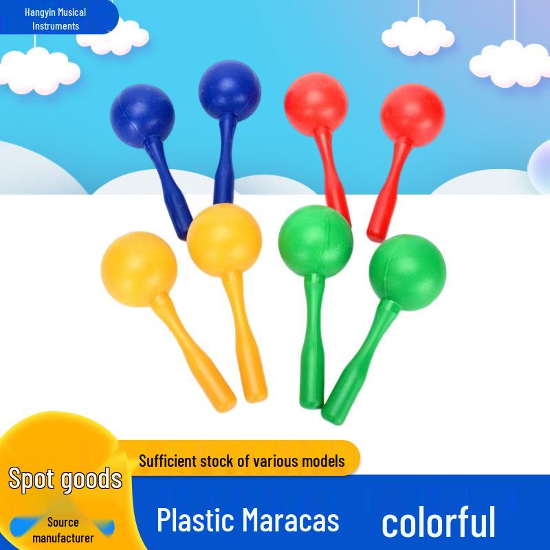 Round Plastic Maracas - Kindergarten Percussion Instrument Prop Blue