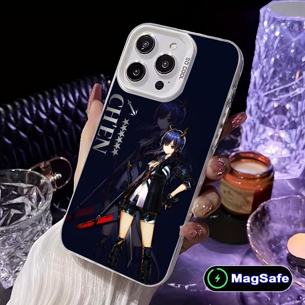 Arknights Chen White Translucent MagSafe Mobile Phone Case for iPhone 17 16 15 14 13 12 11 X XR XS Air Pro Max Plus Cover iPhone XS Max