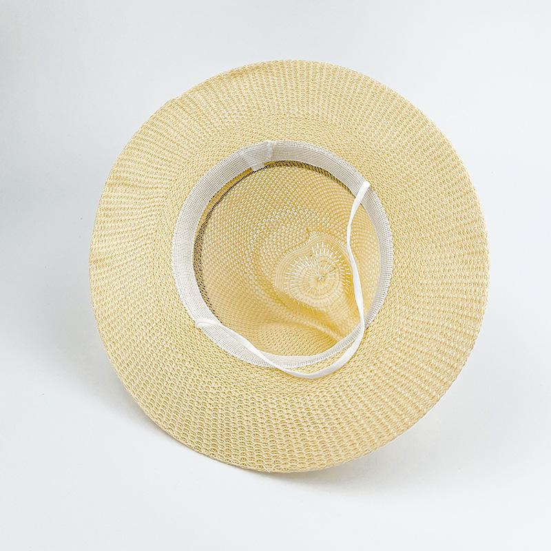 Summer Raffi Woven Straw Hat Retro Jazz Top Hat Men and Women Surfing Foldable Sun Protection Hat