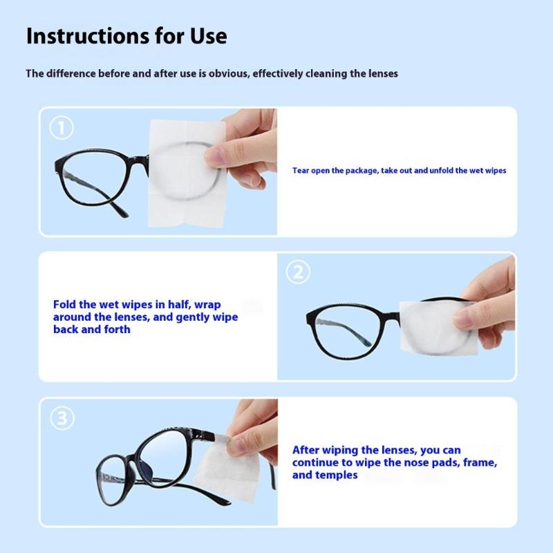 100pcs Moistened Optical Wipes Safe For Anti Reflective Coating Glasses Travel Friendly Individually Wrapped