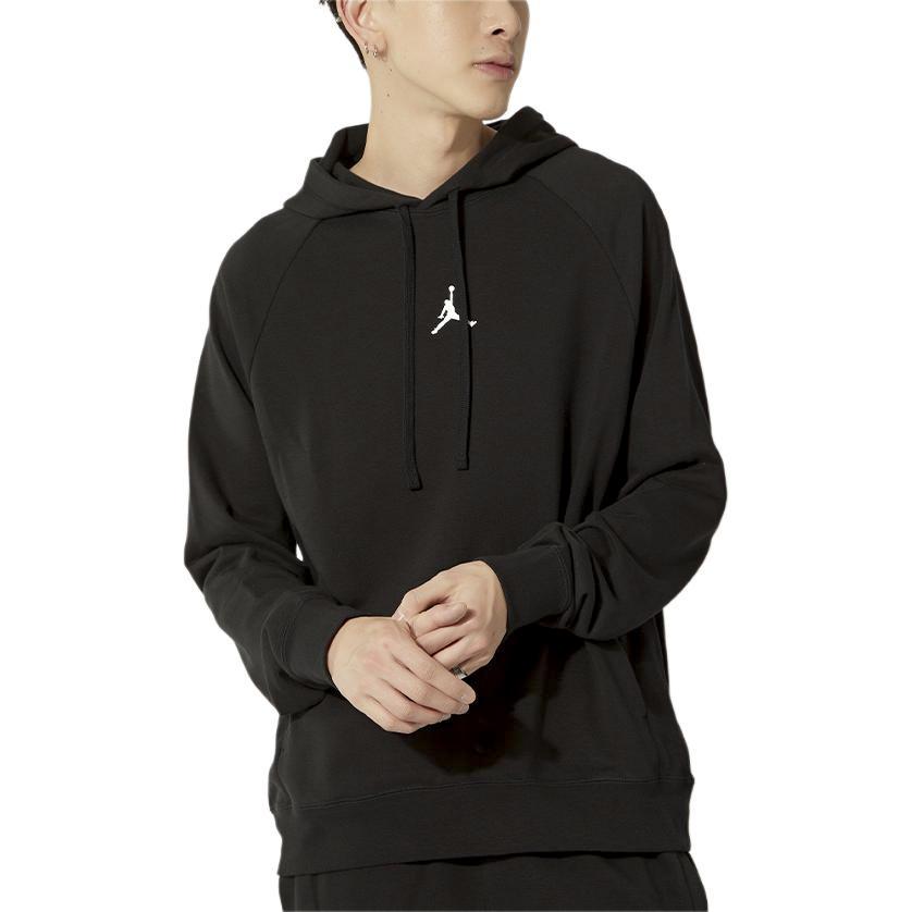 Jordan Solid Color Hoodie With Logo Print Long Sleeve Sweatshirt Men Tops Black DQ7328-010