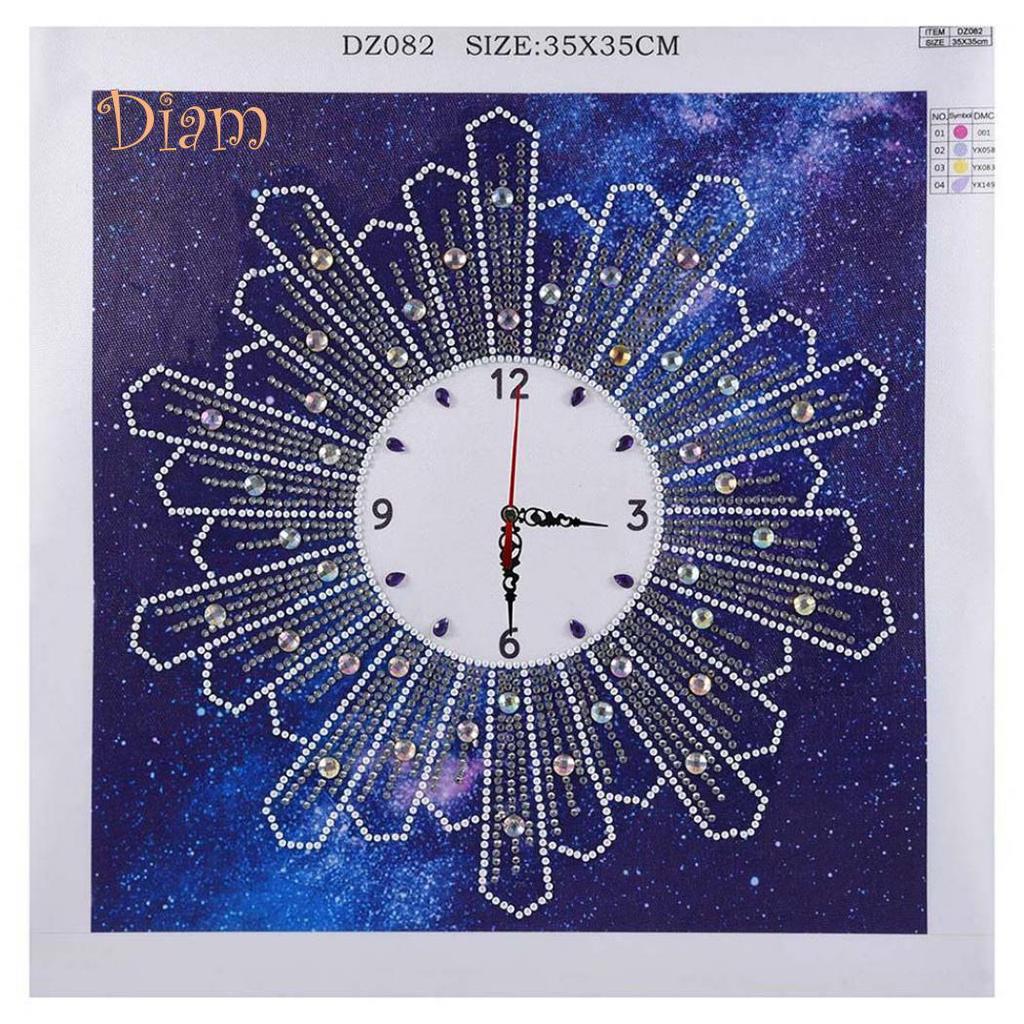 Hara 35x35cm Wall Clock Cross Stitch DIY Partial Multi-shaped Diamond Painting Decor