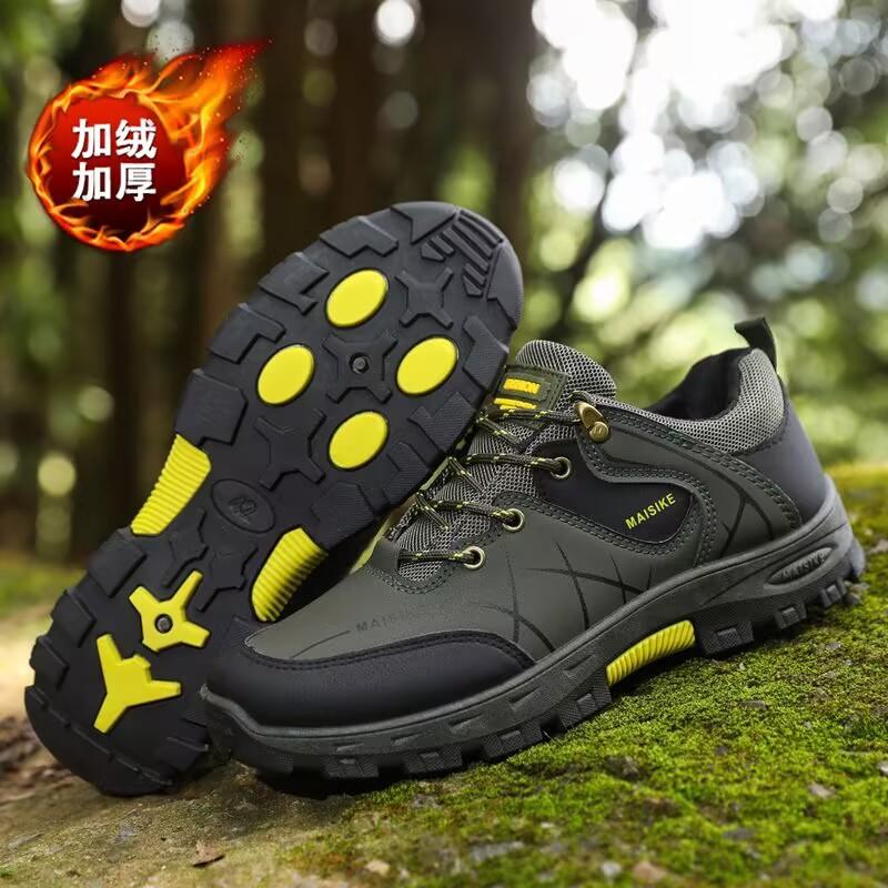 (fleece and thicker) autumn and winter large size shoes outdoor hiking shoes men's low-top lace-up casual sports shoes