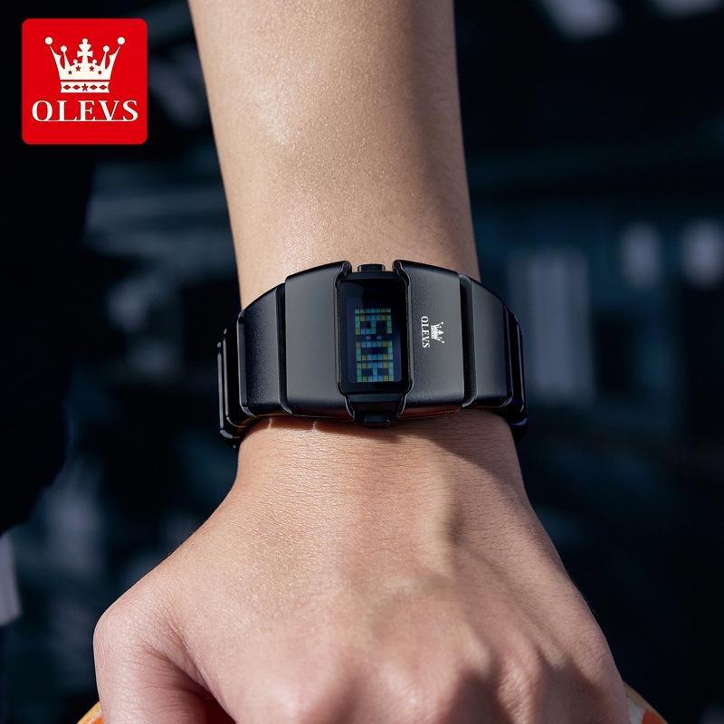 Fashionable Trendy Men's Stopwatch Luminous Digital Quartz Watches Personalized Distinctive Wine Barrel Shaped Intelligent Electronic Digital Watch