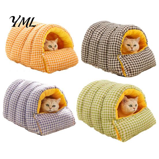 Non-slip Bottom Cat Hideaway Plush Cave Bed, Warm Enclosed Bed with Anti-slip Bottom, Cozy Pet Tent for Cats Hideaway, Washable Indoor Hiding Sleeping