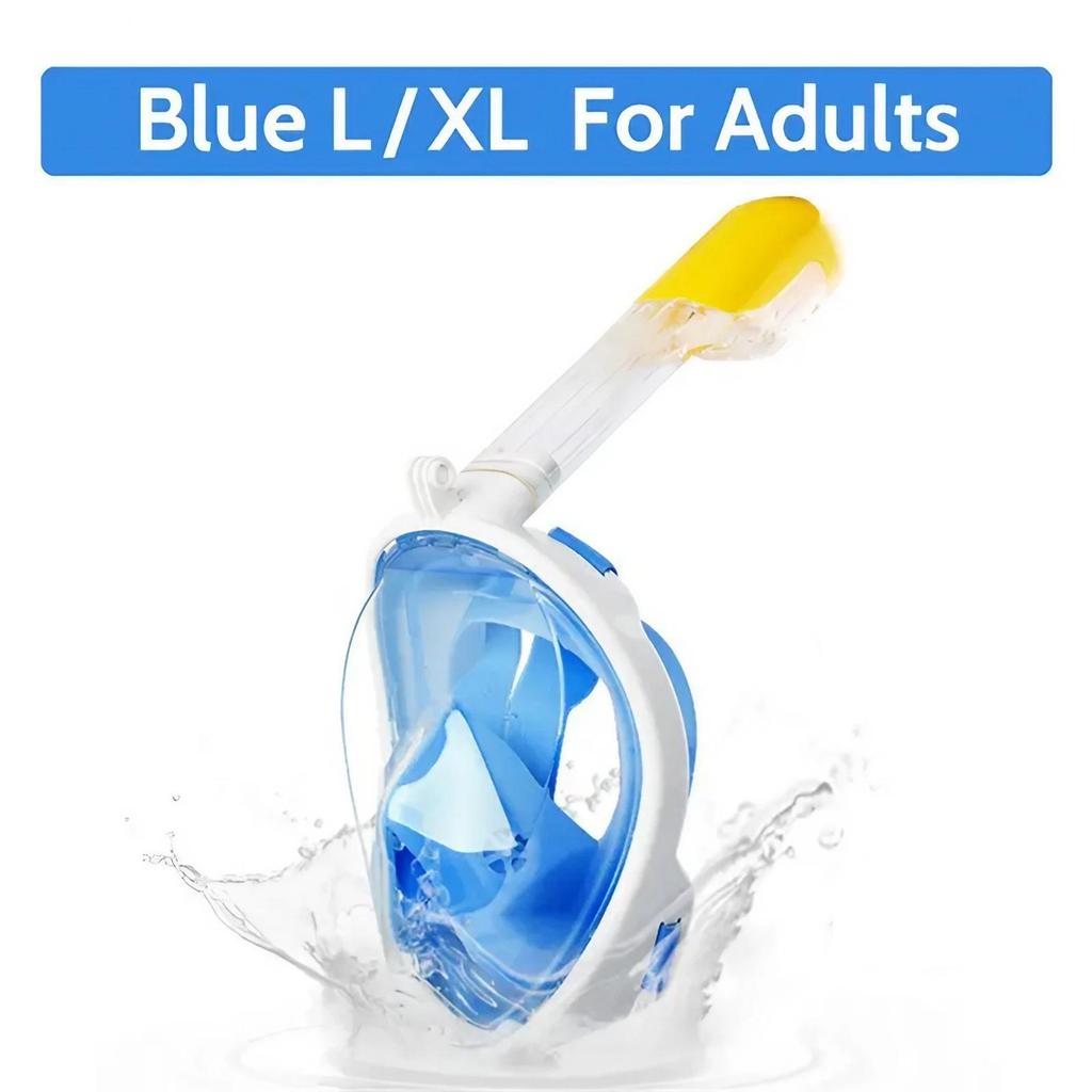 Silicone Full Face Snorkel Mask 180 Degree View Anti Fog Leak Proof Breathing Tube Camera Mount Swimming Safety Gear