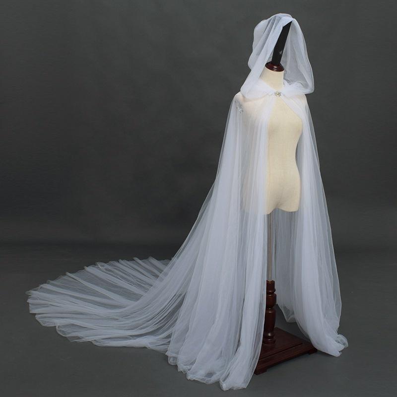 Ghost Cosplay Bride Adult Hooded Cape Cloak Gauze Material Women White Red Black