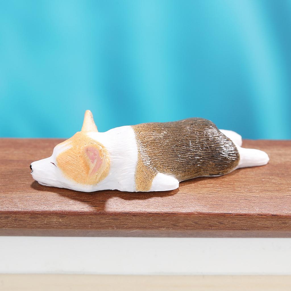 Corgi Dog Figurine Simulation Resin Animal Dashboard Ornaments Miniature Corgi Dogs Decor For Home, Car Interior