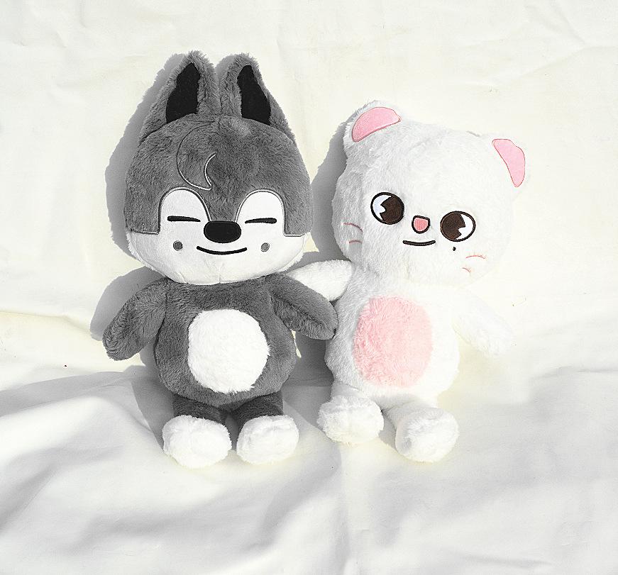 **50cm Kpop Plush Toy Wolfchan Kawaii Cartoon Stuffed Animal Plushie Doll Large Size Kids Babies Sleeping Pillow Gift