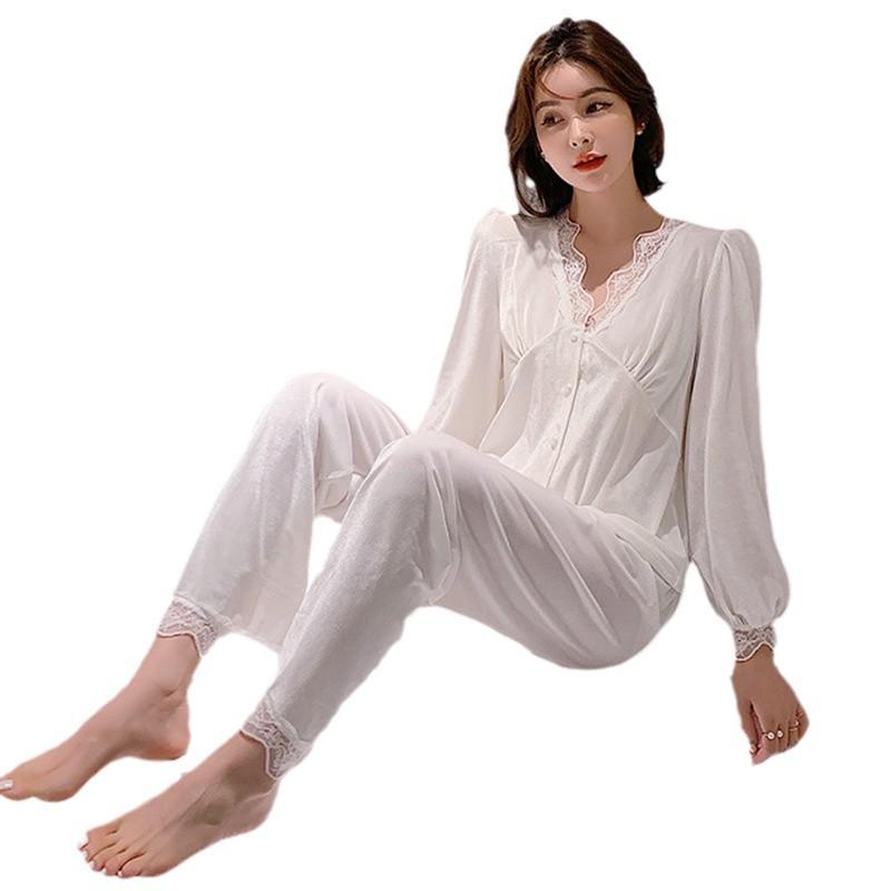 Ensemble de Pyjama d'Automne pour Femmes Style Coréen Tendance Manches Longues - Deux Pièces Polyvalent Haut de Gamme pour l'Intérieur & l'Extérieur