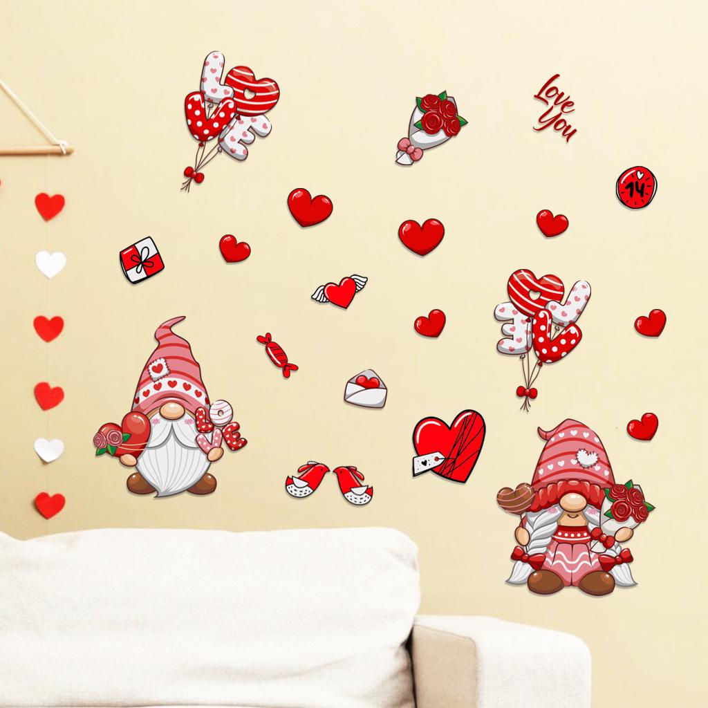 Valentine's Day Red Gnome Removable Wall Sticker CH81740