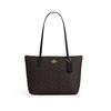 Fiona 24 Estampa de Logo da Marca Bolsa Tote de Compras Bolsa de Mão Lona Revestida Couro Bolsa de Ombro Média Feminina tote Preta CBT18-IMXAQ
