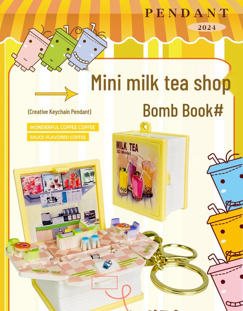 Cartoon Milk Tea Shop Keychain: Cute Couple Backpack Pendant & Creative Ornament Gift