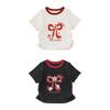 Youyou Girls' Cartoon Bow Short Sleeve T-Shirt