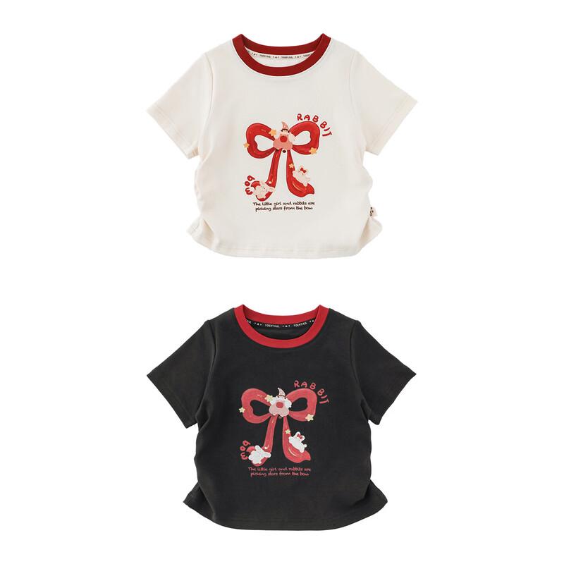 Youyou Girls' Cartoon Bow Short Sleeve T-Shirt