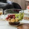 Japanese Acacia Wood Glass Fruit Bowl - Elegant Candy Dish & Snack Display Plate